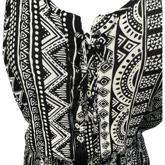 Tribal Summer Mini Dress Womens S Lightweight Shift Casual Boho Chic Beachy Y2K - Picture 4 of 10